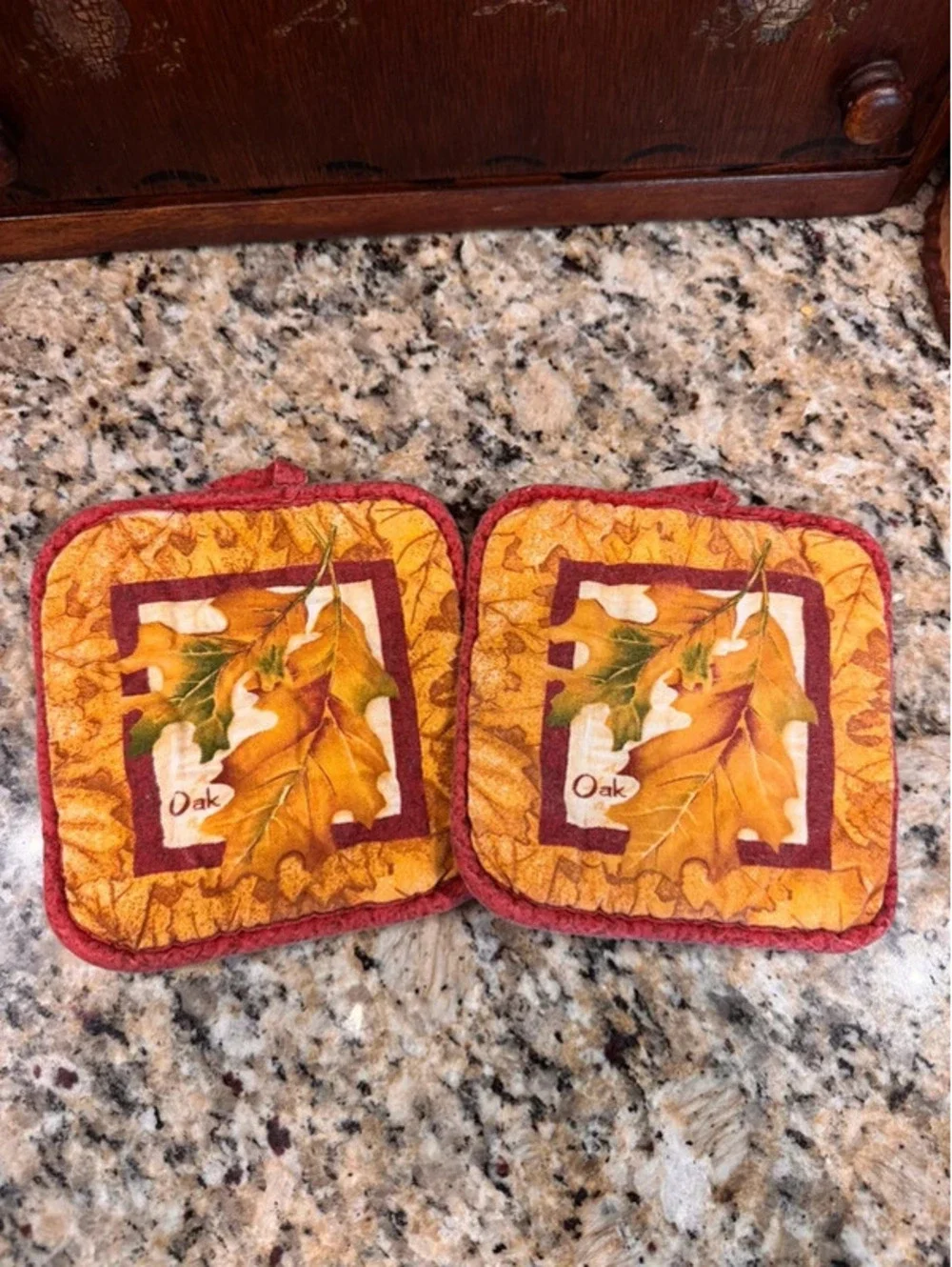 Vintage Oak pattern pot holders